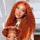 180% Density Ginger Deep Wave Lace Front Wigs Human Hair 5x5 HD Lace Closure Wigs Curly Wig